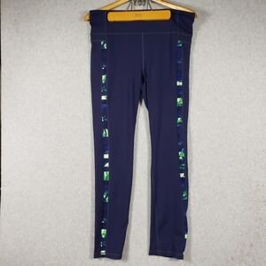 Athleta Navy Blue Leggings With Geometric Side Panel Detail Size XL